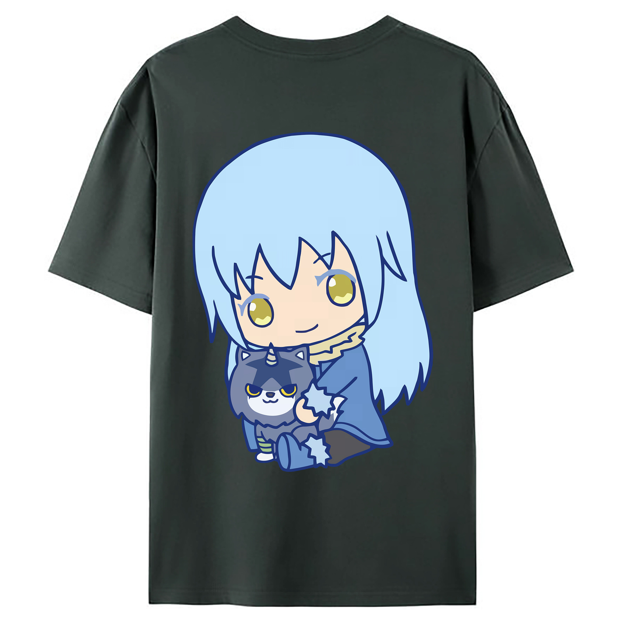 （画像用） 転スラ Regarding Reincarnated to Slime 綿100％ メンズ半袖Tシャツ（バックプリント） 通気性